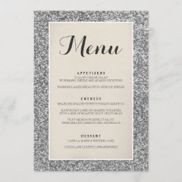 Menykort för elegant Silver Glitter Bröllop Meny