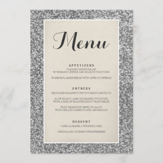 Menykort för elegant Silver Glitter Bröllop Meny