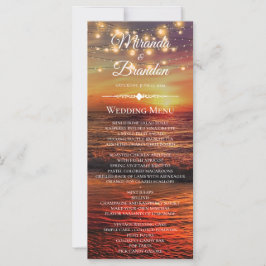 Menykort för elegant Sunset Beach Summer Bröllop