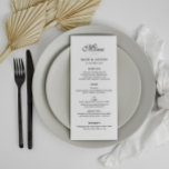 Menykort för elegant svart och vitt bröllop meny<br><div class="desc">svartvit design. Färg och text kan vara personlig.</div>