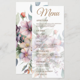 Menykort för elegant vattenfärgen blommigt Bröllop Meny
