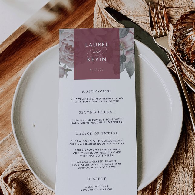 Menykort för engelska Garden Wedding | Marsala Meny (Skapare uppladdad)
