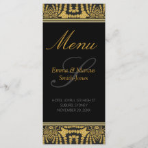 Menykort för Exotic Black & Guld Tribal Batik Bröl