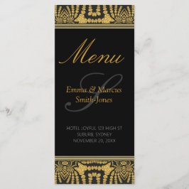 Menykort för Exotic Black & Guld Tribal Batik Bröl Meny