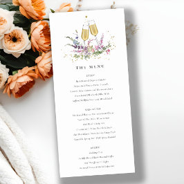 Menykort för glasögon Blommigt Bröllop i rosa Guld Tack Kort