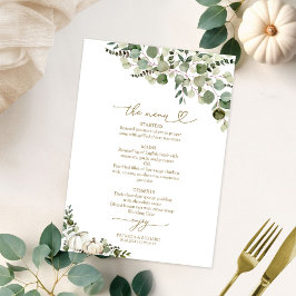 Menykort för Greenery Pumpkin Fall Wedding Menu Ca Inbjudningar