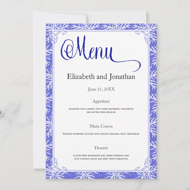 Menykort för grönt Löv Bröllop Inbjudningar (Framsida)