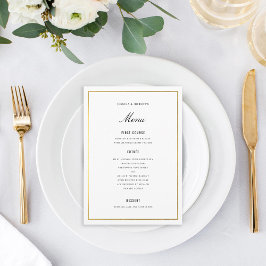 Menykort för Guld Gräns Elegant bröllop Meny