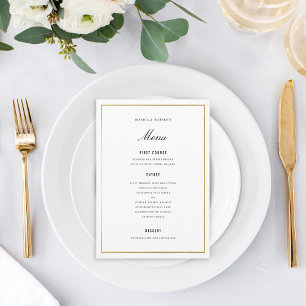 Menykort för Guld Gräns Elegant bröllop Meny