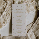 Menykort för Guld Polka dots Bröllop Meny<br><div class="desc">Det här menykortet guld polka dots bröllop är perfekt för ett elegant bröllop. Den enkla designen har chic guld konetti på en krämig champagnebakgrund med vacker faux guld-folie-kalligrafi och en marin blå bakgrund. Obs! Den här designen har inte äkta guld-folie. Det är en grafik av hög kvalitet som framställs som...</div>