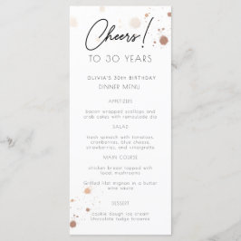 Menykort för guld-vattenfärg, valfritt år, Födelse Meny