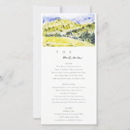 Menykort för gult Grönt på Backe Bröllop Tack Kort