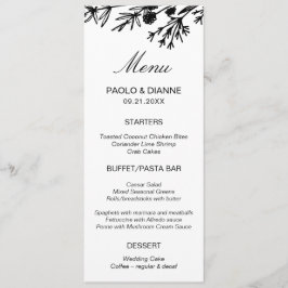 Menykort för Hand plockade Botanical Löv Meny