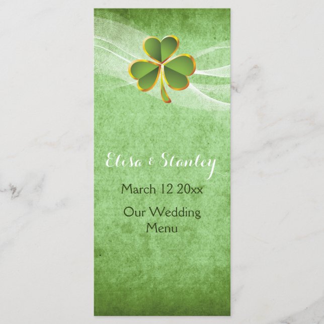 Menykort för Irish klöver & veil bröllop grönt Meny (Framsida)