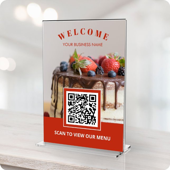Menykort för kontaktlös QR-kod för anpassningsbar  Bordsnummer (Custom Photo Bakery Contactless QR code Menu Card)