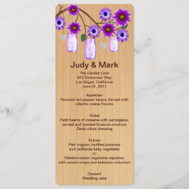 Menykort för land Rustic Orange Mason Burk Bröllop Meny