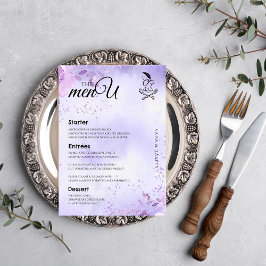 Menykort för lila Elegant bröllop Bord Meny