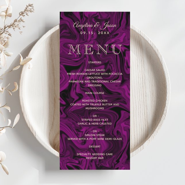 Menykort för lila Elegant bröllop Meny (Skapare uppladdad)