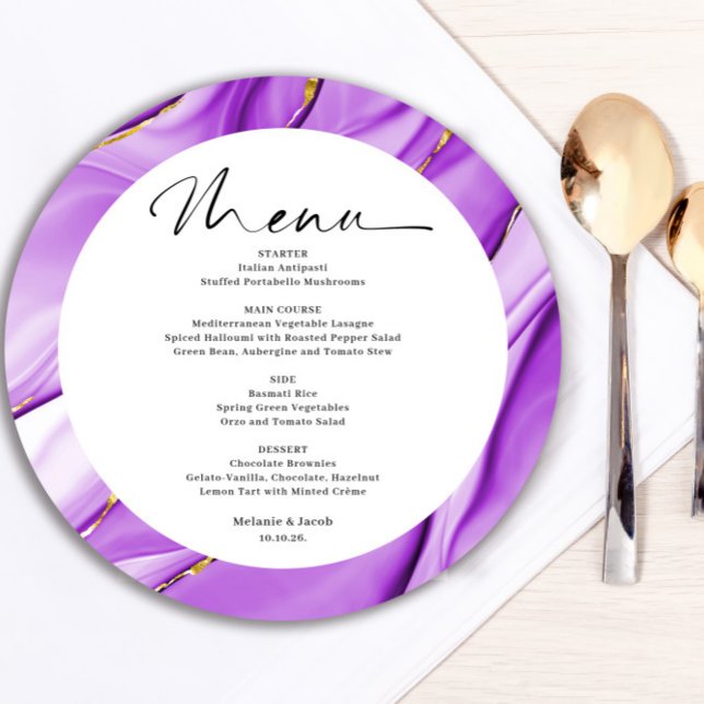 Menykort för lila Guld-rundan Meny (Skapare uppladdad)