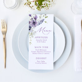 Menykort för lila + Lavender-Blommigt Meny
