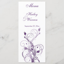 Menykort för lila och vit Blommigt Meny