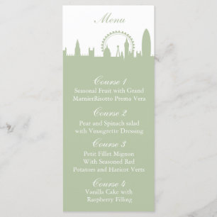 Menykort för London Skyline Sage Personlig Menu Meny