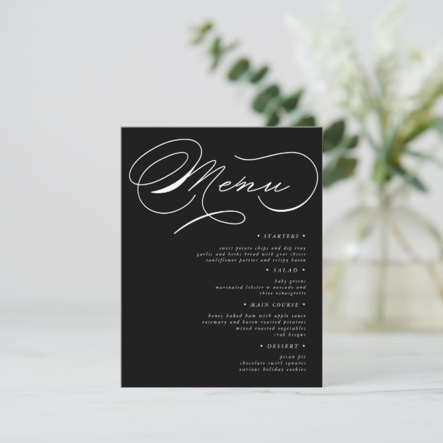 Menykort för Luxurij Typografi Bröllop Inbjudningar (Stående Fram)