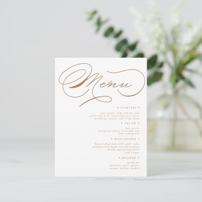 Menykort för Luxurij Typografi Bröllop Inbjudningar (Stående Fram)