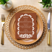 Menykort för mexikansk fiesta talavera terracotta