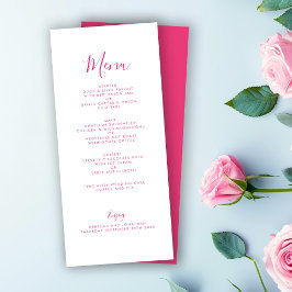 Menykort för minimal Rosa Bröllop i elegant
