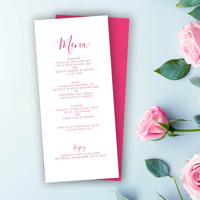 Menykort för minimal Rosa Bröllop i elegant (Skapare uppladdad)