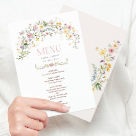 Menykort för "Mjuk Wildblomma" Garden Wedding" Inbjudningar