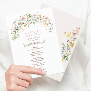 Menykort för "Mjuk Wildblomma" Garden Wedding" Inbjudningar