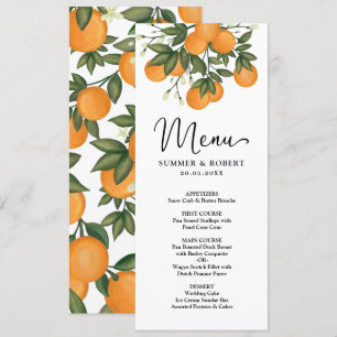 Menykort för modern botaniska citrus Grey Bröllop Inbjudningar