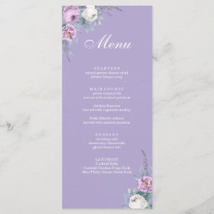 Menykort för Modern Lavender Lila Bröllop Meny