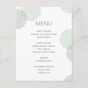 Menykort för modern letterpress Stil Circle Bröllo Vykort