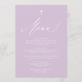 Menykort för modern Lila White Kor Girl Baptism Meny