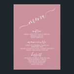 Menykort för modern Minimalistisk Pastel Bröllop B Meny<br><div class="desc">Modern minimalistisk meny Pastel Bröllop i Vild Ro Rosa Färg Elegant 5x7" Bröllop Bord Menu Cards Flat Menu Elegant Calligraphy Eat and Drink Bröllop Menus Menus | Enkel calligrafi Rustic Bröllop Menus Bröllop Menus,  Rustic Bröllop Menu,  Blommigt Bröllop Menu,  Bröllop Bord Menu,  Pastel Bröllop Menu-kort</div>