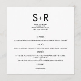 Menykort för modernt minimalistiskt Bröllop Meny