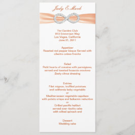 Menykort för orange Diamond Infinity Bröllop Meny