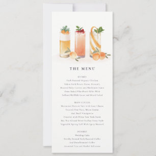 Menykort för Orange för färgen Cute Fruit Cocktail Inbjudningar