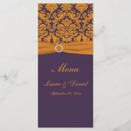 Menykort för orange och Lila Damask Meny