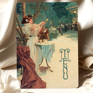 Menykort för parisisk natt Art nouveau Bröllop Inbjudningar