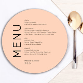 Menykort för persikorunda meny