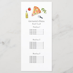 Menykort för Pizza-restaurang/mat lastbil Meny