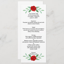 Menykort för Red Blommigt Greenery Foliage Bröllop