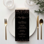 Menykort för ro guld och svart glitter gnistra meny<br><div class="desc">Det här vackra menykortet innehåller disketter för gnistran ro guld på svart bakgrund. Om du vill göra en mer avancerad anpassning av den här designen,  t.ex. ändra layout,  teckensnitt eller storlek text,  klickar du på knappen "CUSTOMIZE" ovan. Kontakta mig om du vill ha några frågor!</div>