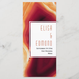 Menykort för röd agate-segmentgeode bröllop meny