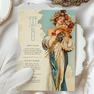 Menykort för Romantic Art nouveau Bröllop Inbjudningar