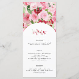Menykort för rosa Blommigt Meny